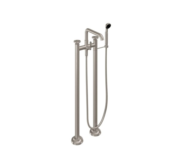 Freestanding 2 Post Tub Filler, Squared Spout, Wheel Handle