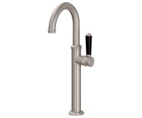 Tall Single Hole Faucet, Black Side Lever Control, Curving Spout