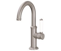 Single Hole Faucet, White Side Lever Control, Curving Spout