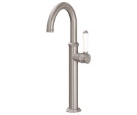 Tall Single Hole Faucet, White Side Lever Control, Curving Spout