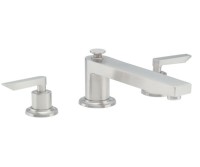 Low Square Spout, Lever Handles with Round Bases