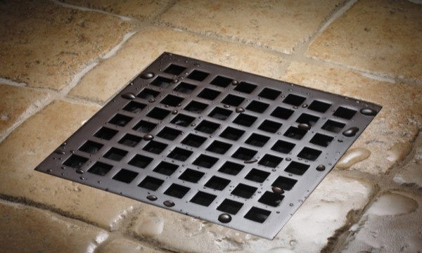 Traditional Square Drain with Decorative Grid