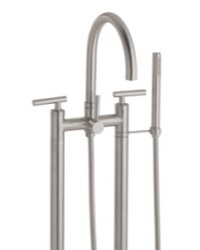 Modern, Two Leg Floor Tub Filler, Curving Spout