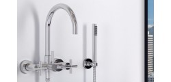 Contemporary Curved Spout, Wall Mount Tub Filler