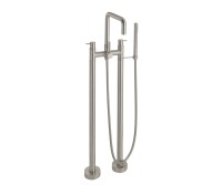 Modern Squared Spout, Lever Handles, 2 Leg Freestanding Tub Filler with Handshower