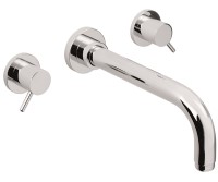 Long Spout Two Lever Wall Faucet with Round Styling