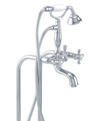 Shut-off Valves, Cross Handles, Telephone Style Hand Shower Craddle, Floormount Tub Filler