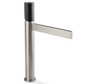 Tall Single Hole Faucet, Thin Spout, Black Cylinder Handle