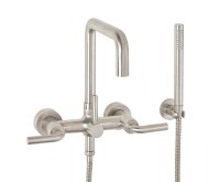 Modern Wall-mount Tub Filler with Squared Spout, Hand Shower & 74 Series Handle