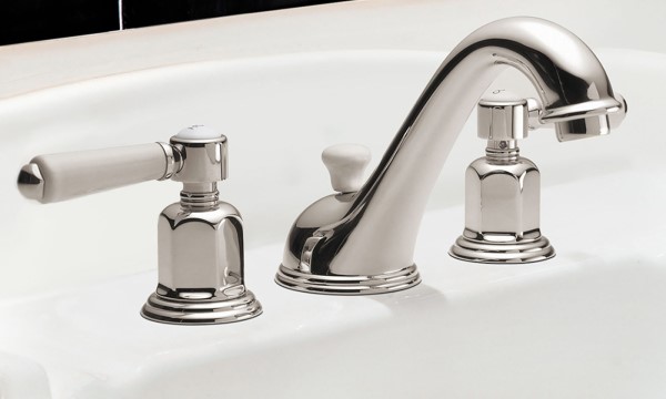 Cardiff Widespread Faucet in Polished Nickel, Lever Handle
