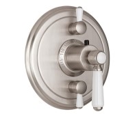 Round Plate, 2 Controls, White Lever Handle