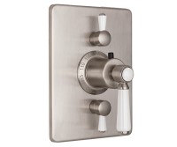 Rectangle Plate, 2 Controls, White Lever Handle