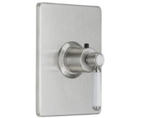 Rectangle Plate Shower Control, White Lever Handlee