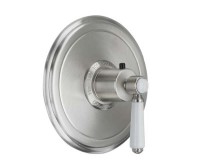 Round Plate Shower Control, White Lever Handle