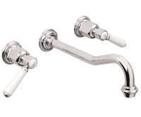 Long Wall Faucet, Traditional Spout, Lever Handls with 2 Porcelain Lever Handles