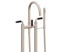 Curved Spout, 41 Black Handle 2 Leg Freestanding Tub Filler
