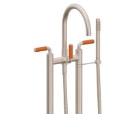 Curved Spout, 41 Orange Handle 2 Leg Freestanding Tub Filler