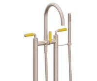 Curved Spout, 41 Yellow Handle 2 Leg Freestanding Tub Filler