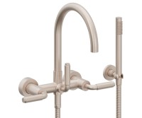 Curving Spout Bridge Wall Tub Filler with 41 Handle, Handshower on a Hook