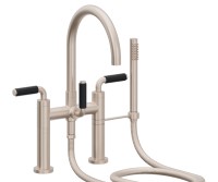 Tall Curving Spout, Bridge Style Tub Filler, 41 Black Handles