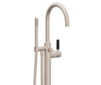 Curving Spout, 41 Black Handle Single Hole Freestanding Tub Filler