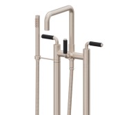 Flat Quad Spout, 41 Black Handle 2 Leg Freestanding Tub Filler