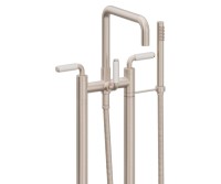 Flat Quad Spout, 41 White Handle 2 Leg Freestanding Tub Filler