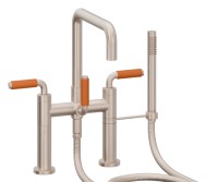 Flat Quad Spout, Bridge Style Tub Filler, 41 Orange Handles