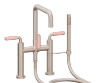 Flat Quad Spout, Bridge Style Tub Filler, 41 Pink Handles