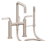 Flat Quad Spout, Bridge Style Tub Filler, 41 White Handles