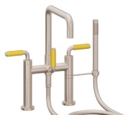 Flat Quad Spout, Bridge Style Tub Filler, 41 Yellow Handles