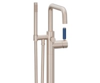 Flat Quad Spout, 41 Blue Handle Single Hole Freestanding Tub Filler