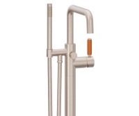 Flat Quad Spout, 41 Orange Handle Single Hole Freestanding Tub Filler