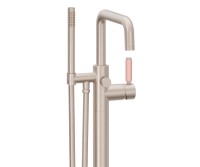 Flat Quad Spout, 41 Pink Handle Single Hole Freestanding Tub Filler