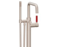 Flat Quad Spout, 41 Red Handle Single Hole Freestanding Tub Filler