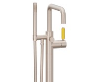 Flat Quad Spout, 41 Yellow Handle Single Hole Freestanding Tub Filler