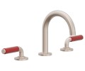 Sink Faucet, Curving Spout, Red Lever Handles