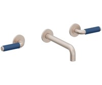 2 Handle Wall Sink Faucet, Blue Porcelain Post Handles