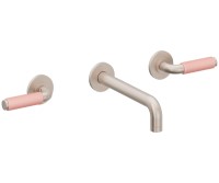 2 Handle Wall Sink Faucet, Pink Porcelain Post Handles