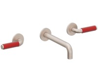 2 Handle Wall Sink Faucet, Red Post Handles