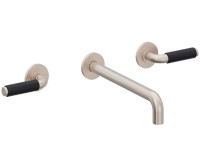 Long Spout 2 Handle Wall Sink Faucet, Black Post Handles