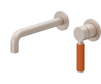 2 Hole, Orange Porcelain Handle Wall Faucet