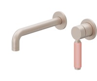 2 Hole, Pink Porcelain Handle Wall Faucet
