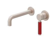 2 Hole, Red Handle Wall Faucet