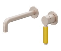 2 Hole, Yellow Porcelain Handle Wall Faucet
