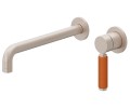Single Orange Handle Long Spout Wall Sink Faucet, Lever Handles