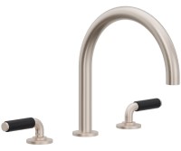 Tub Faucet Curving Spout, Black Art Deco Handles