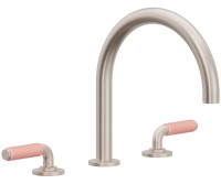 Tub Faucet Curving Spout, Pink Porcelain Handles