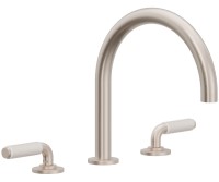 Tub Faucet Curving Spout, White Porcelain Handles