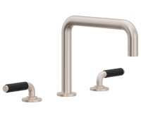 Tub Faucet Quad Spout, Black Art Deco Handles